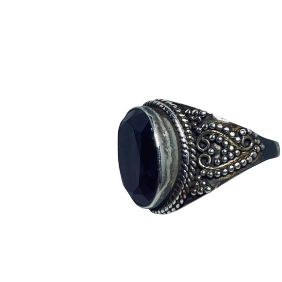 Vintage Sterling Silver Oval Pink Glass Ring Sz 6 1/2 (R137) - Picture 3 of 8